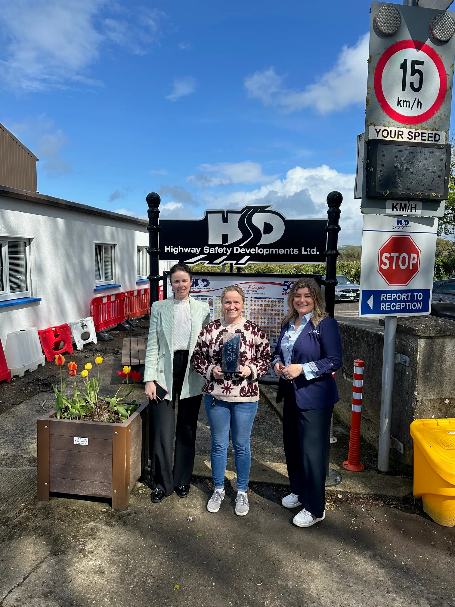 Highway Safety receiving ISO 14001 Environmental Management Certification certification from Paula Brady